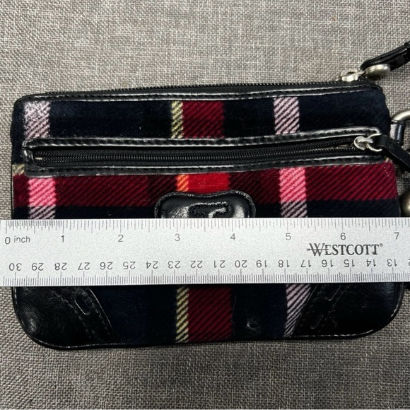 Juicy Couture Retro Plaid Velour Wristlet in Black and Red - Picture 6 of 7